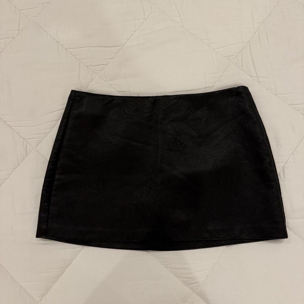 garage black faux leather mini skirt